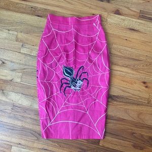 Vixen by Micheline Pitt Pink Spider Pencil Skirt